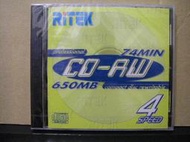 錸德 RITE CD-RW  74MIN  650MB 4SPEED 單片盒裝 全新