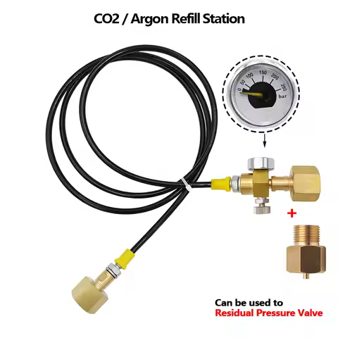 CO2/Argon Tank Refill Station Charging Transfer for Sodastre w/1.5m 5ft Hose W21.8-14 With 250bar Ga