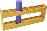 Wooden Yoga Mat Storage Display Shelf with 7-Slot, Space Saver Retro Home Gym Floor Holder, Classroom Foam Roller Organizer Rack
