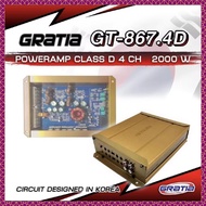 เพาเวอร์แอมป์ GRATIA GT-867.4D กำลังขับ 2000W CLASS D 4 CHANNEL เครื่องขยายเสียง เครื่องเสียงติดรถยน