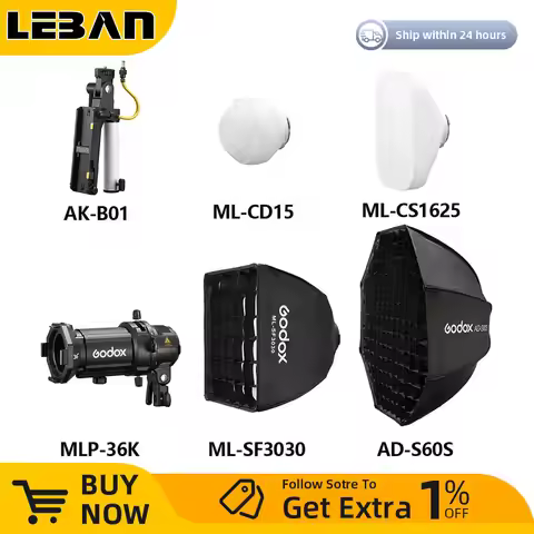 Godox ML60II Bi Accessories AK-B01 AK-B02 Battery Adapter ML-CD15 Diffusion Dome ML-SF3030 AD-S60S S