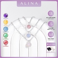 ALINA 925 Silver Necklace - Round Bud Necklace, Natural Energy Stone 1758 I4