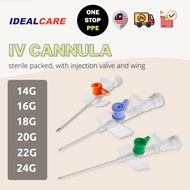 [OneStopPPE] IV Catheter Branula IV Cannula with Wing & Injection Valve - Sterile Packed (Multiple S