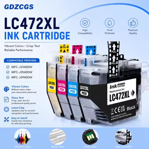LC472 LC472XL 472 Ink Cartridge Compatible For Brother MFC-J2340DW MFC-J3540DW MFC-J3940DW Printer D
