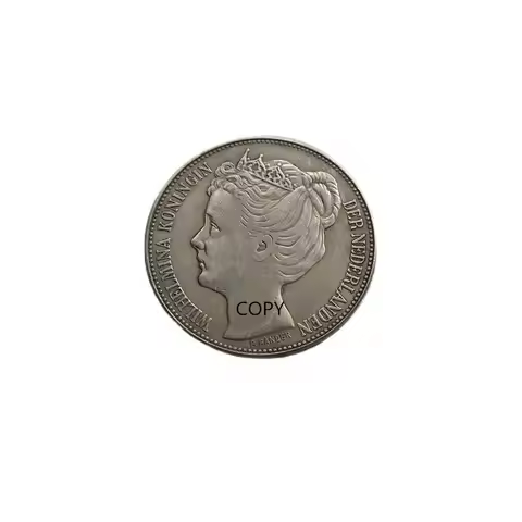 Netherlands 2 1/2 Gulden Wilhelmina 1898 Silver Plated Coins Collectibles Magic Craft Coins Desktop