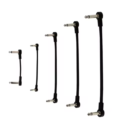 4Pcs 1/4" Right Angle Electric Guitar Pedal Audio Cable - Noise Free Space Saving Durable Pedal Boar