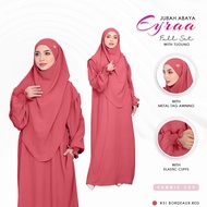 Jubah Abaya Eyrra Full Set With Free Tudung Metal Tag Awning Kain Cey Plain