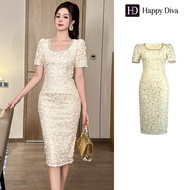 Happy Diva ชุดผู้หญิง ชุดแอปริคอท ชุดสง่างาม ชุดลําลอง ชุดแต่งงาน ชุดปาร์ตี้อย่างเป็นทางการ ชุดปาร์ต