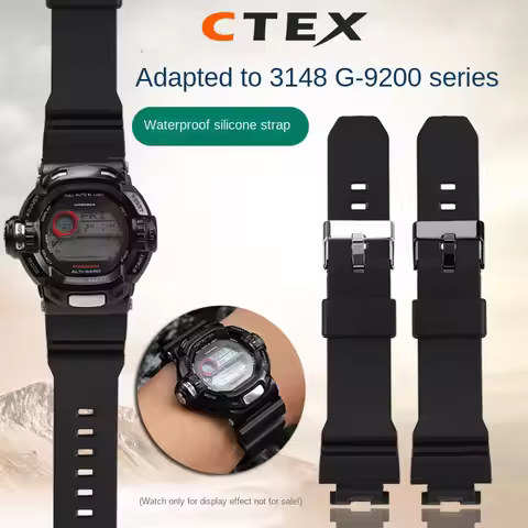 Silicone Watch Band For Casio G Shock G-9200 GW-9200/GW9110 Series Black Strap Waterproof Rubber Men