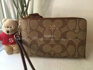 【Sunny Buy精品館】◎現貨出清◎ Coach 64131 咖啡經典款 PVC材質 雙層拉鍊 手拿包 零錢包