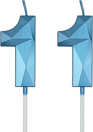 11th & 1st Birthday Candles for Cake, Blue Number 11 1 3D Diamond Shaped Candle Birthday Decorations