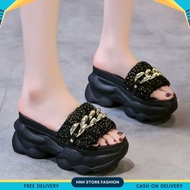 HNK STORE - WEDGES SANDALS LIGHTWEIGHT SYNTHETIC SLIPONWanita WITH CHAIN COMBINATION FS 282