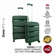 SAMEL 20" + 28" FGD 363 JAPANESES CONCEPT EXPANDABLE ANTI THEFT ZIPPER PP LUGGAGE SET