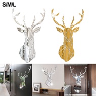 mulstore-3D sika deer head diy three-dimensional acrylic wall sticker mirror decoration