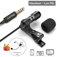 FIFINE Lavalier Lapel Microphone for Cell Phone DSLR CameraExternal Headset Mic for YouTube Vlogging