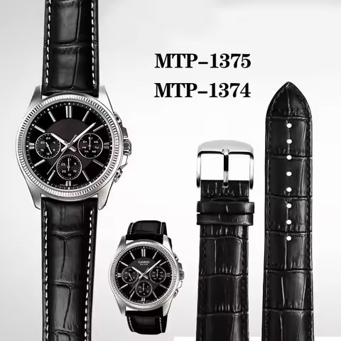 18mm 20mm 22mm Cowhide Strap For Casio MTP-1303 MTP-1375 MTP-1374 MTH-5001L MDV-106 Series Business 