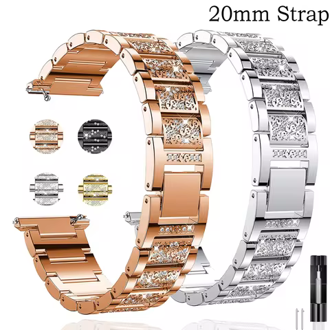 Bling Metal Bands for Samsung Galaxy watch 7 6 5 Pro Diamond Stainless Steel 20mm Bracelet Galaxy Ac