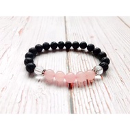 LAVA STONE WITH ROSE QUARTZ & CLEAR QUARTZ