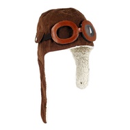 Baby Kids Winter Warm Hat Boy Warmer Earflap Hat Pilot Aviator Cap with Goggles Pattern Brown