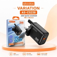 abodos 38W USB-C PD Charger | QC3.0 USB-A Dual Port Fast Charging Adapter for Daily Use