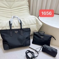 QQQ 3 in 1 Tote Bag Black Nylon With Dustbag For Women (QAB1656)