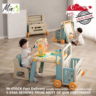 INSTOCK - Roller 6 in 1 Multifunction Drawing Board and  Building Blocks Table And Chairs set Space Saver Foldable Table