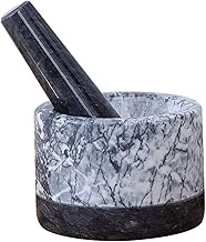 GIENEX Granite Mortar and Pestle Set for Guacamole Spice Herbs Salads, 6 Inch - 2 Cup Capacity - Large Heavy Duty Unpolished Granite Grinder, Non Porous, Dishwasher Safe