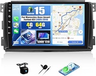 CAMECHO 4G+64G Android 15 Wireless Carplay Car Radio for Mercedes-Benz Smart Fortwo 451 2005-2010 wi