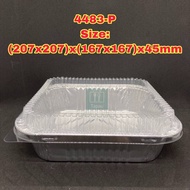 TAPAU -  [ 4483-P ] 5 PCS ALUMINIUM FOIL TRAY WITH LID 4483-P (SQUARE)