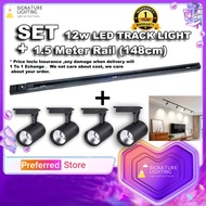 Track light [ Set ] Led With 1.5 (150cm)Meter Rail Track + 4 Led Track Light 12w / Lampu Track Led +