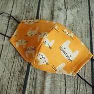 英國製作 環保可洗 粉橙小兔/小貓棉麻口罩 可放入濾芯或即棄口罩