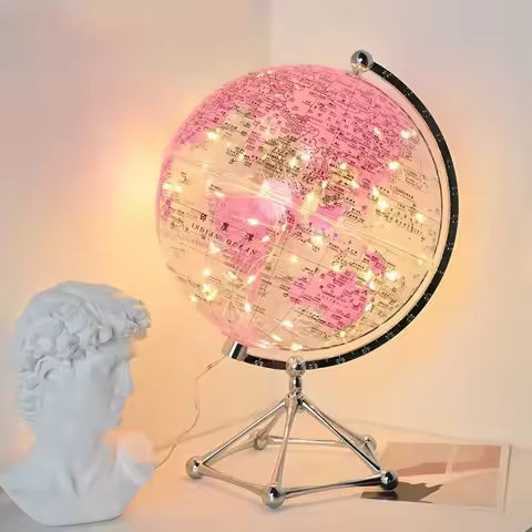 Flash LED Light World Globe,Transparent World Globe Lamp,Rotating World Earth Globe,Shop Decor Child