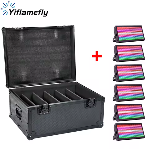 Yiflamefly 6Pcs 200W LED 48+8-segment Strobe Light With Flightcase RGBW Stage Lights&Airline Case Se