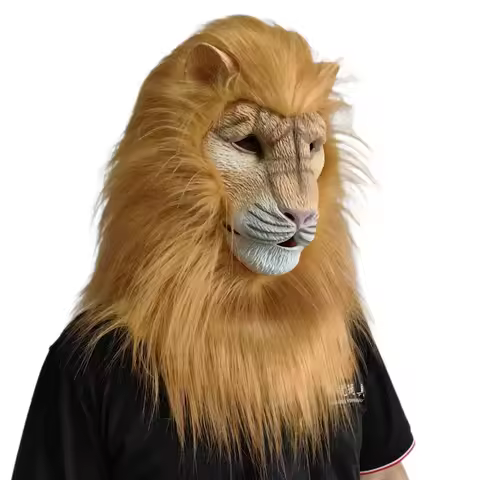 Deluxe Beast Lion Mask Cosplay White Lion Animal Latex Masks Carnival Dress Up Halloween Party Costu