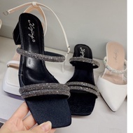 Luxury 5-inch square-toed, square-toed, 5-inch square-heeled high-heeled sandals