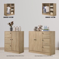 POP Children Wardrobe cabinet with hanging rod 4 5 Door Baju Almari kanak kanak kabinet Cupboard Oak Color Storage rak