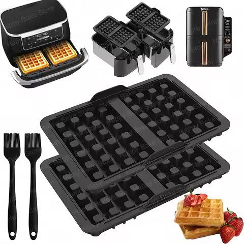Air Fryer Silicone Waffle Baking Moulds & Oil Brushes for Ninja AF451 AF400 AF500 Dual Zone 9.5-10.4