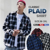 Men Shirt Checker Shirt Trendy Korean Style Top Baju Lelaki Kemeja Lelaki Black Blue Red Shirt MT 01