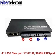 Penukar Media Optik 4 Sc Kepada 3 Rj45 Gigabit Gentian Optik Transceiver 2a+2b Port 1310nm/1550nm Su