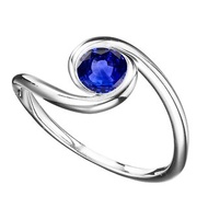 極簡主義藍寶石戒指 14K白金求婚戒指 皇家藍藍寶戒指 優雅金戒指