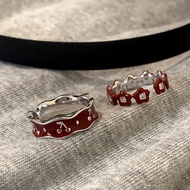 Recommended suzyacc kr Red Drip Glaze Flower Cherry Ring Retro Niche Design Whitening Index Finger F