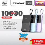 [3C Certified] Pineng PN-891PD 10000mAh 22.5W Fast Charge Portable Powerbank w/ Built-in Cable PN891