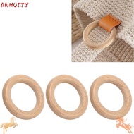 ANHUITYJ 10pcs Wooden Rings, Polished Smoothly Wood Wood Ring Pendant, Unfinished Wood Unfinished Sm