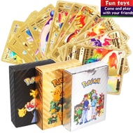 10PCS 30PCS 55Metal Gold Silver Pokemon Cards English Version Charizard Pikachu Trainer Card Game Co