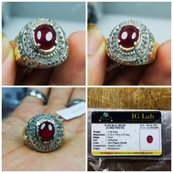 CINCIN BATU PERMATA NATURAL RUBY PIGEON BLOOD OVAL MEMO IG LAB