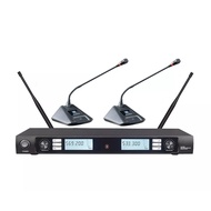 UHF Dual Wireless Conference Room Microphone System 2 Gooseneck Microphone Black