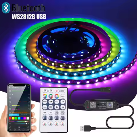 5V Usb Rgbic Led Strip Bluetooth App Remote Control Ws2812B Rgb Led Lights Strip 1M 5 30 Meter 15M R