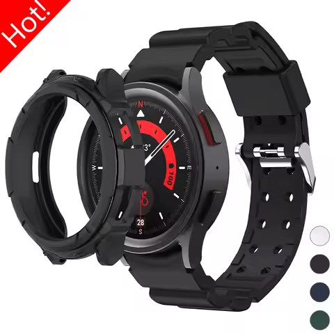 Strap+Case for Samsung Galaxy Watch 6 Classic 43mm 47mm Modification Kit Silicone Strap Protective C