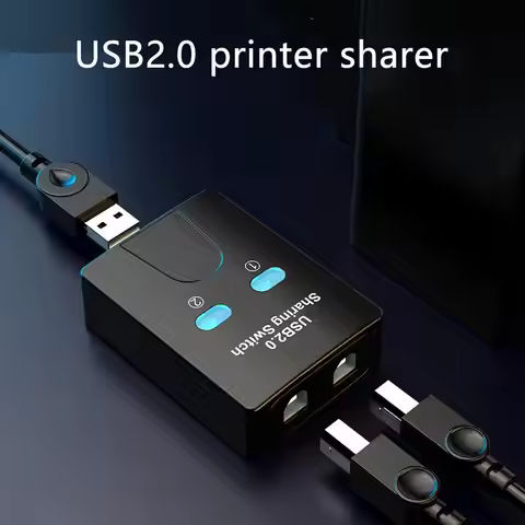 2 Port USB Switch Manual USB HUB Two Computers Share U Disk Printer Devices Two In One Out USB 2.0 S