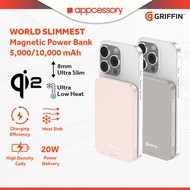Griffin Qi2 Certified PowerBrick 5000/10,000mAh PD 20W Slimmest Wireless Power Bank